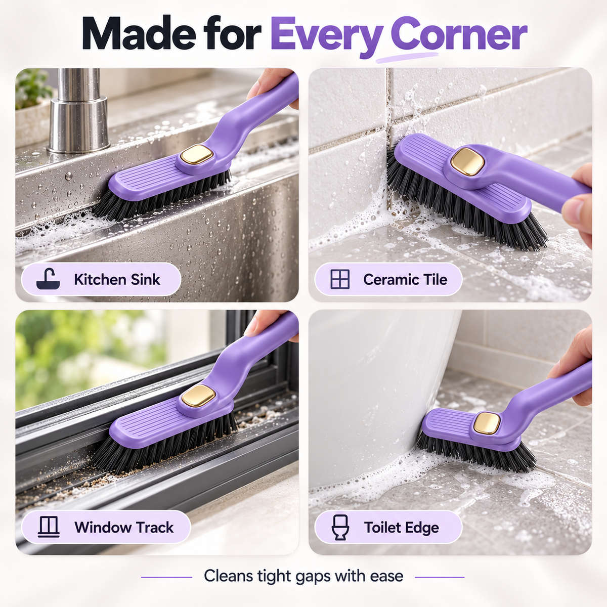 360° Rotating Cleaning Brush with Hair Remover Clip