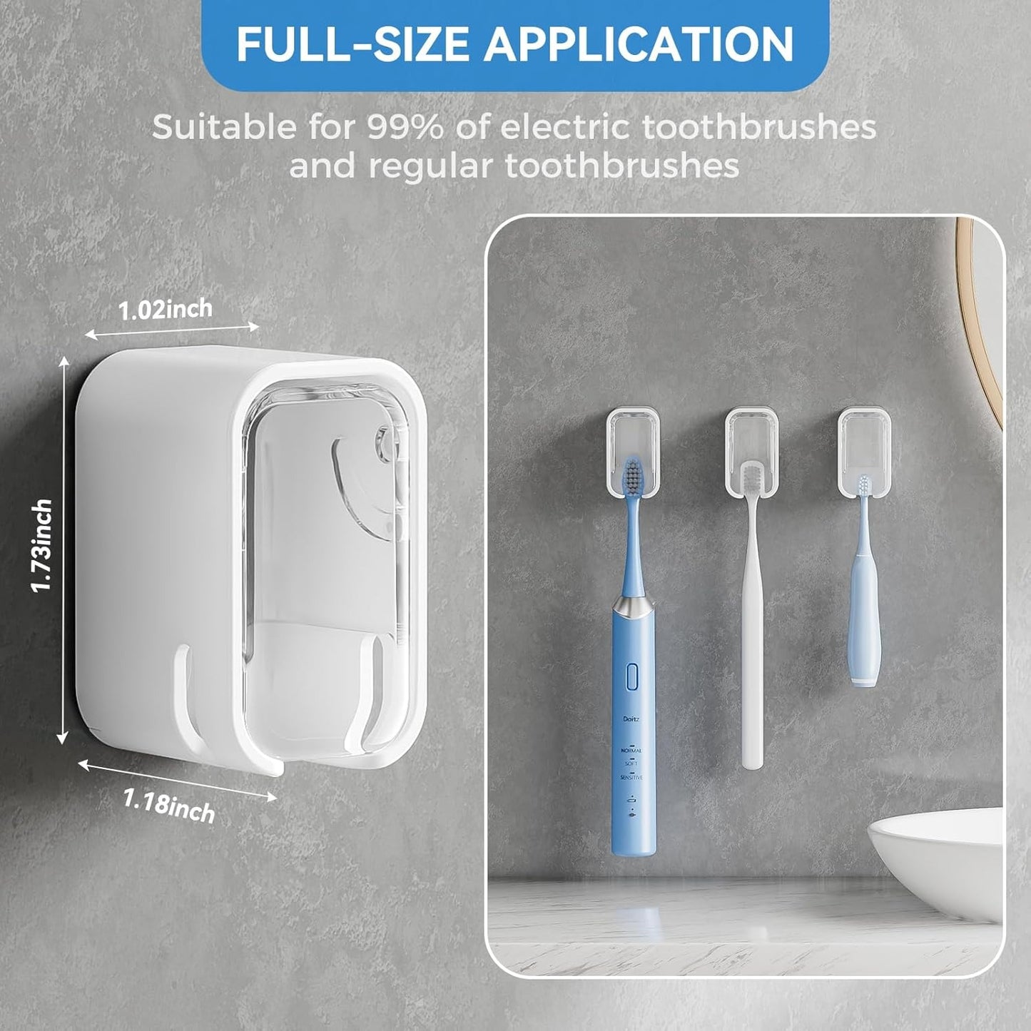 Self Adhesive Dust-proof Toothbrush Holder (4Pcs)