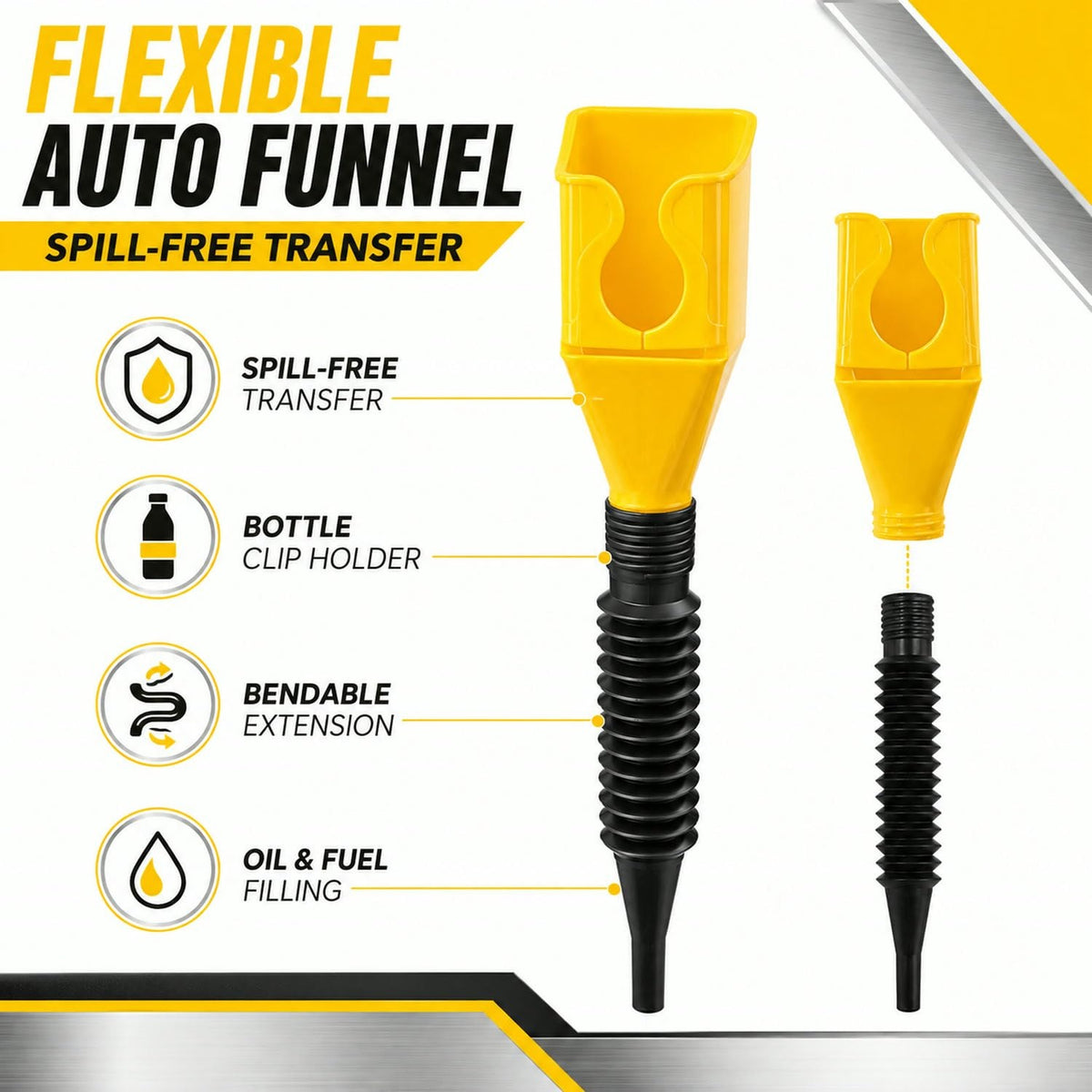 Flexible Plastic Funnel for Car Oil & Fuel Filling