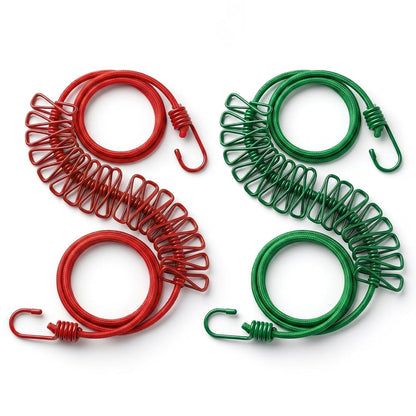 Portable Clothes Drying Rope with 12 Clips