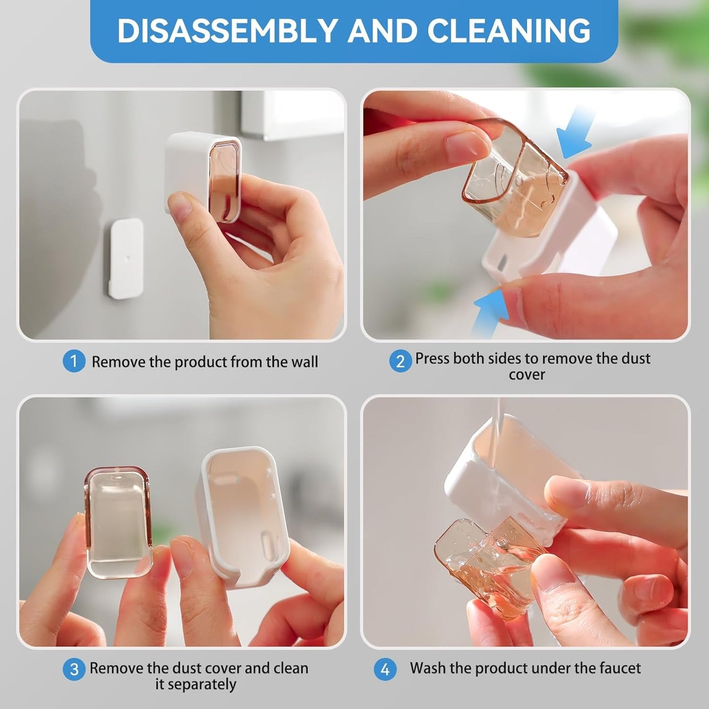 Self Adhesive Dust-proof Toothbrush Holder (4Pcs)