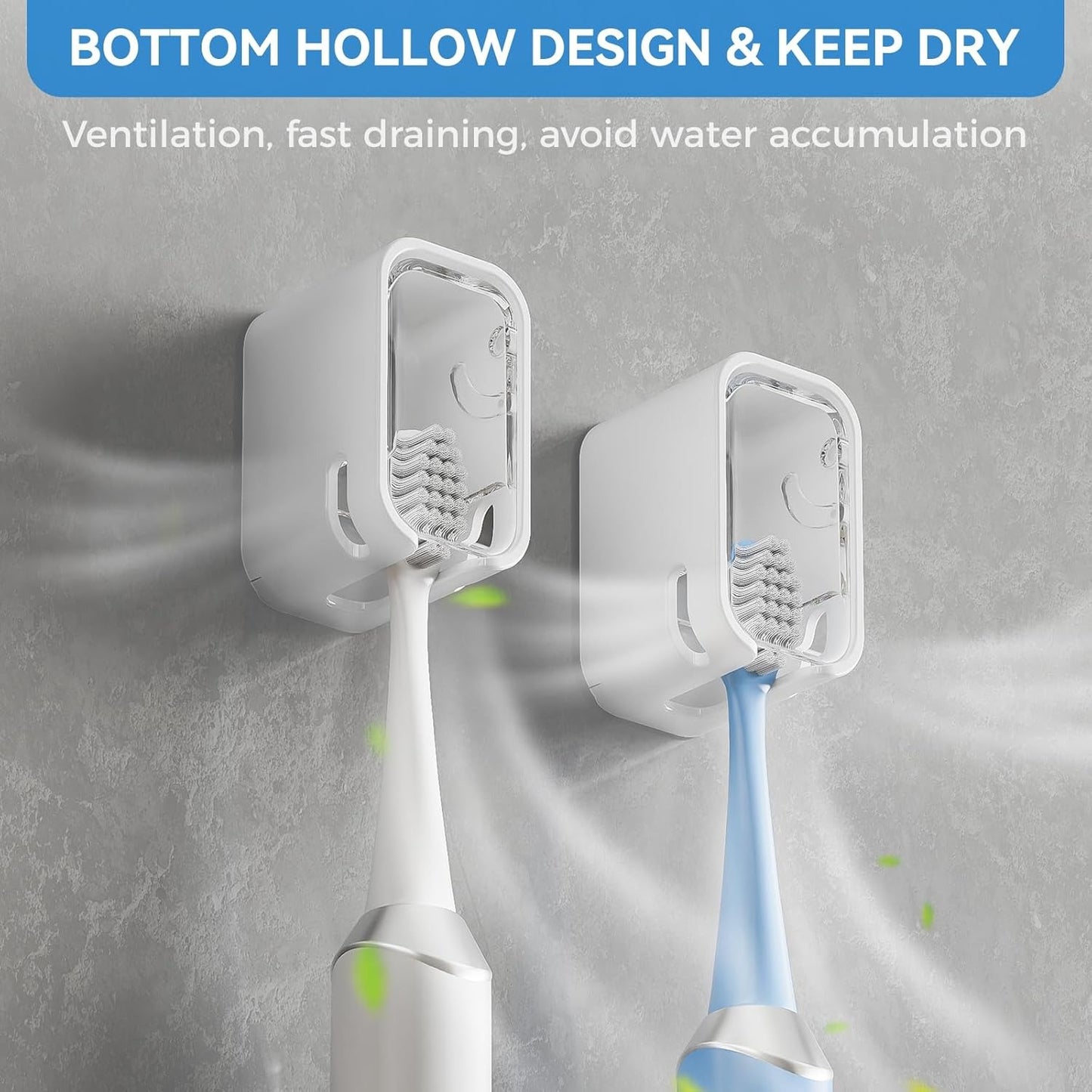 Self Adhesive Dust-proof Toothbrush Holder (4Pcs)
